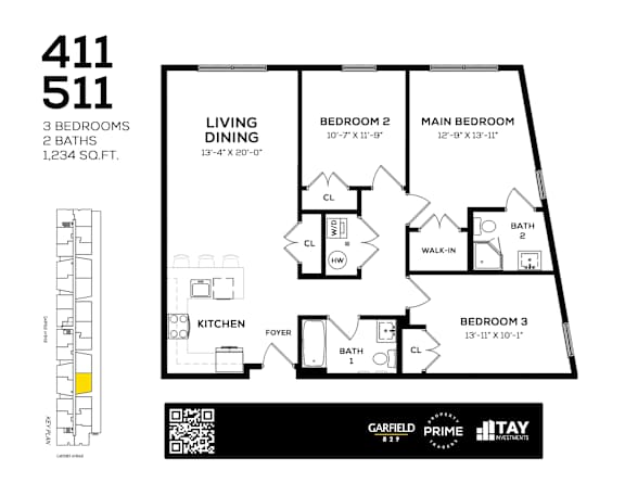 411 Floor Plan at 829 Garfield, New Jersey, 07305