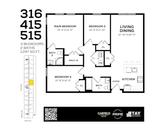 415 Floor Plan at 829 Garfield, Jersey City, 07305