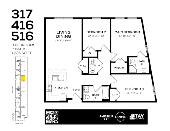 416 Floor Plan at 829 Garfield, Jersey City, NJ