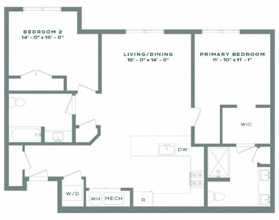 A floor plan of a house with labeled rooms and dimensions.
