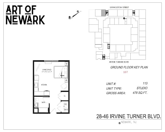 Floor Plan  Unit 107 at Art Of Newark, Newark, 07103