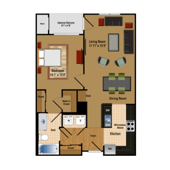 Floor Plan  two bedroom floor plan  apartments in the residences at great club  550 sq ft