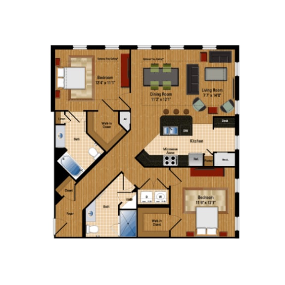 Floor Plan  a floor plan of a house with furniture and floors