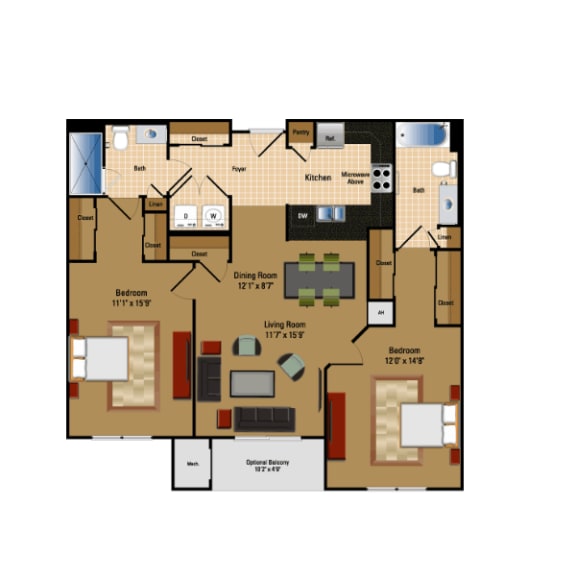 Floor Plan  2 Bedroom in Lorton VA