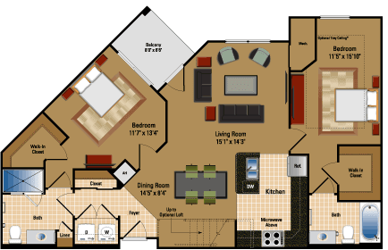 Floor Plan  2-bedroom, 2-bathroom in Lorton, VA