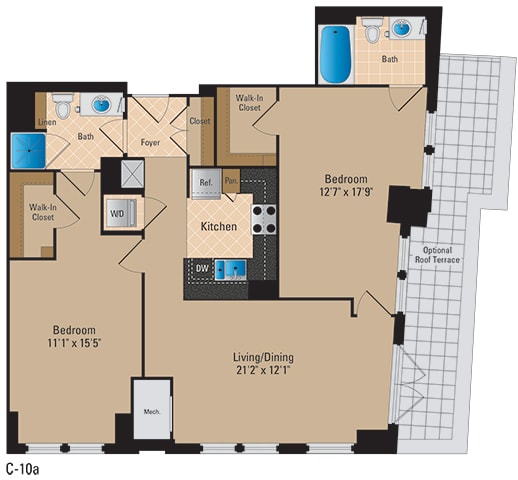 Floor Plan  Renovated Apartments for Rent in Pentagon City Arlington VA