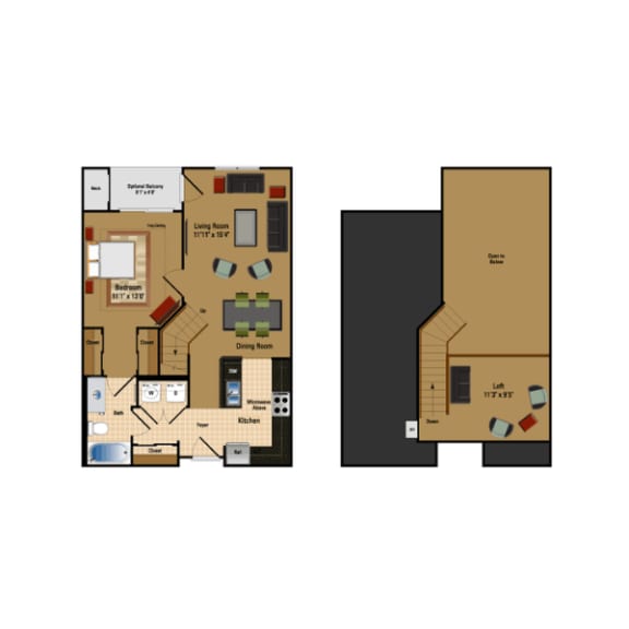 Floor Plan  1-bedroom loft in Lorton, VA
