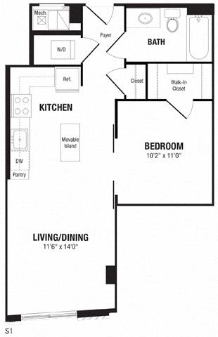 Floor Plan  Modern studio apartments in Crystal City Arlington VA