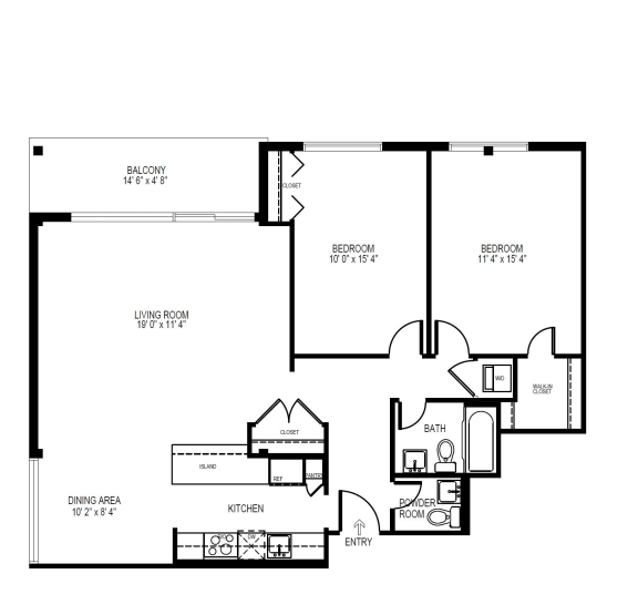 a floor plan of an open floor plan with a bedroom and a living room