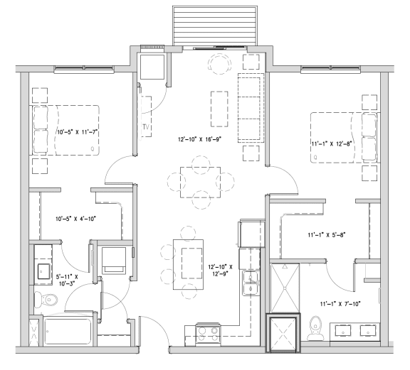 a floor plan of a house with bedrooms and a living room