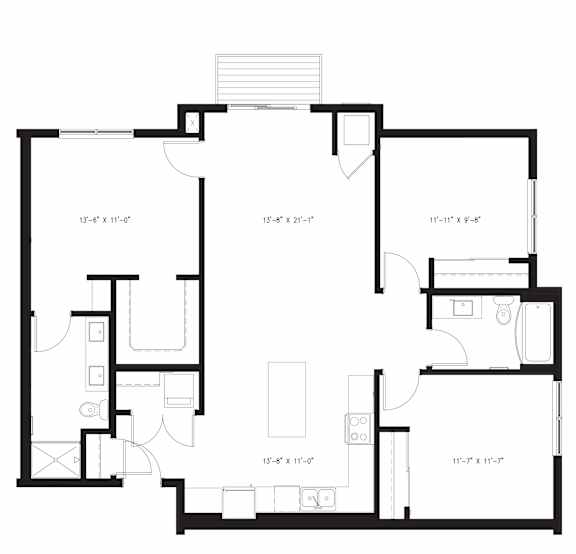A floor plan for the Hackberry 3 Bed 2 Bath apartment at Arris Apartments.