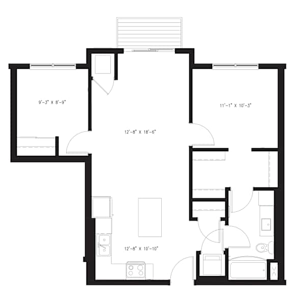 A floor plan for a Spruce apartment from Arris Apartments.