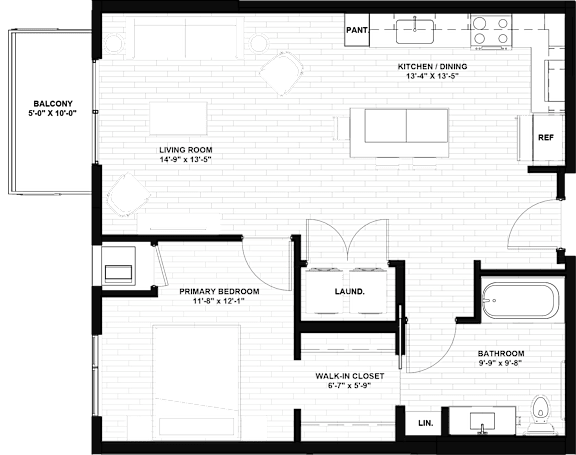 A floor plan of a house with a living room, dining room, kitchen, and multiple bathrooms.
