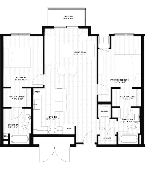 A floor plan of a house with labeled rooms such as Bedroom, Bathroom, Kitchen, Living Room, and Balcony.