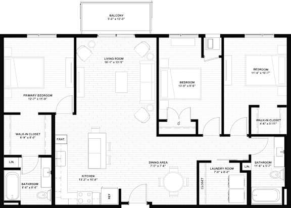 A black and white image of a floor plan for a house.