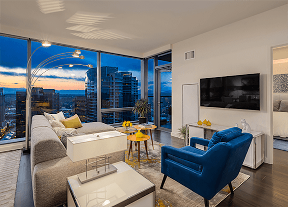 ceiling lights and fan at Two Lincoln Tower Apartments, Washington, 98004