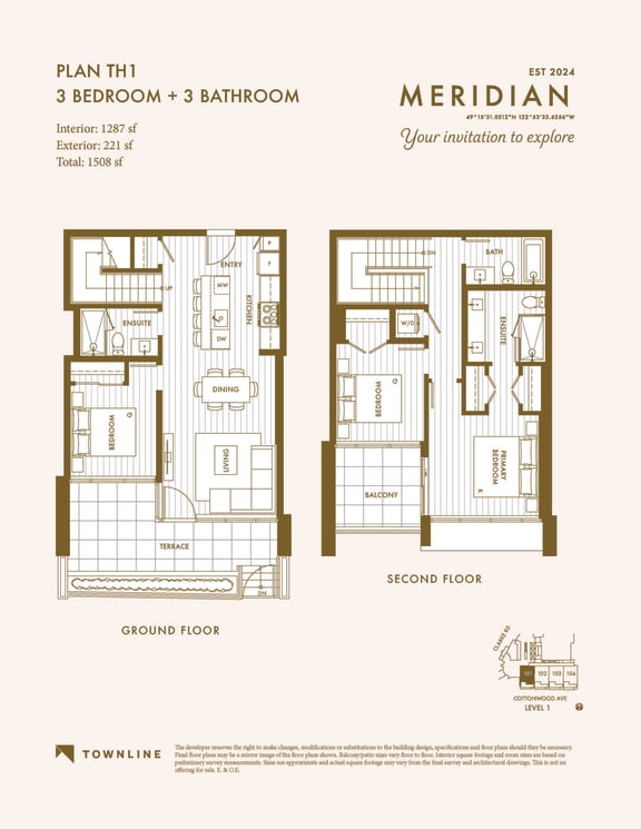 floor plans of the third and fourth floors of a bedroom apartment