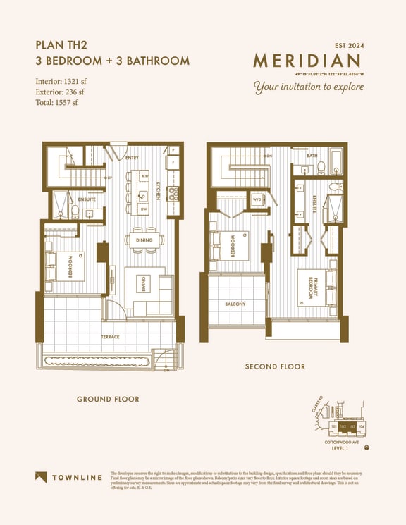floor plans of the third and fourth floors of a bedroom apartment