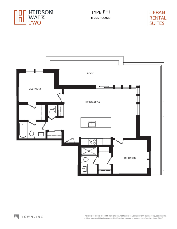 a floor plan of the two bedroom unit