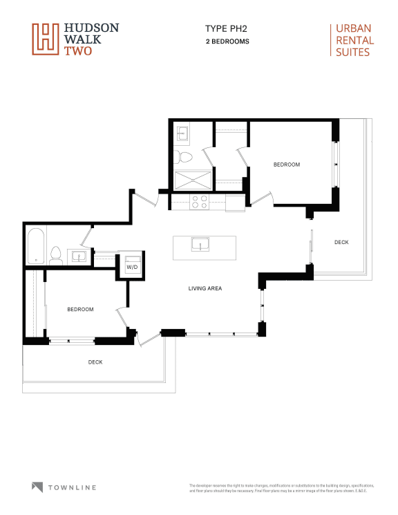 a floor plan of the hudson walk two bedroom apartment