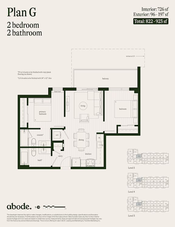 A floor plan for a 2 bedroom 2 bathroom home is shown.