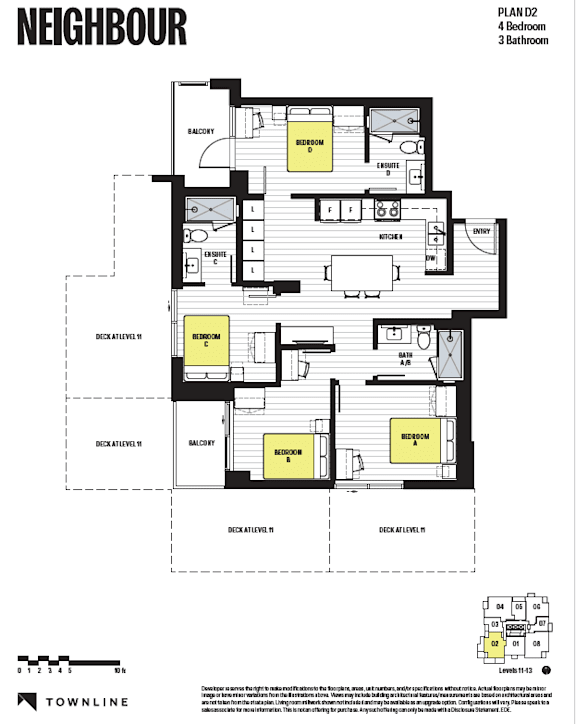 A black and white floor plan for a building named NEIGHBOUR shows the layout of rooms and their locations.