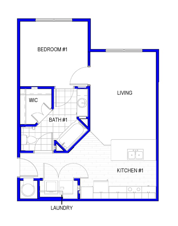 Madison Oaks West 1 Bedroom unit floor plan