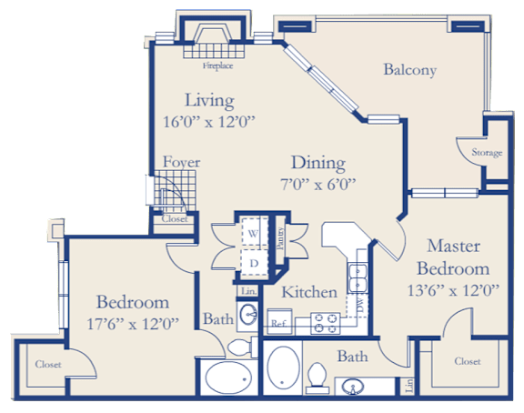 A blueprint of a house layout with labeled rooms such as Bedroom, Bath, Kitchen, and Living areas.