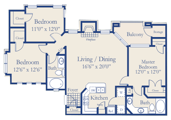 A blueprint of a house layout with labeled rooms and dimensions.