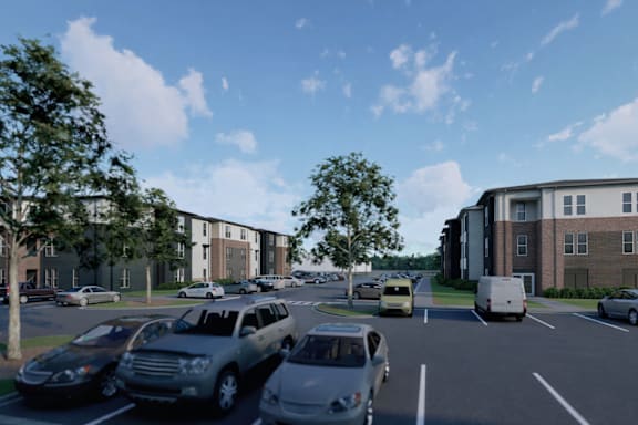 A street view of a residential area with cars parked on the side of the road.