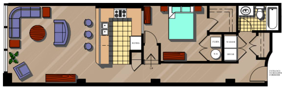 floor plan of a living room with furniture and a pool