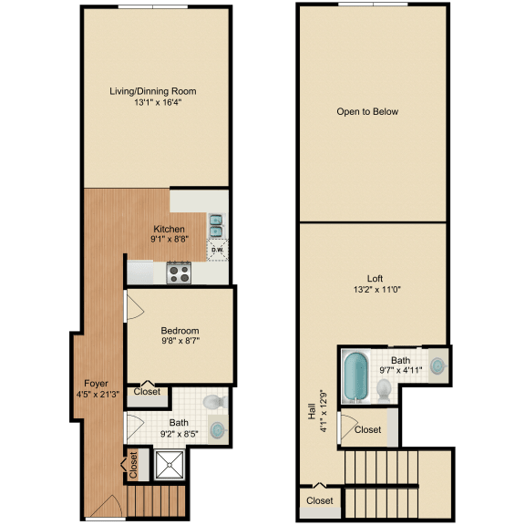 the floor plans of two floors