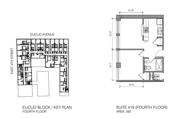 a plan of a building with two floors and a fourth floor