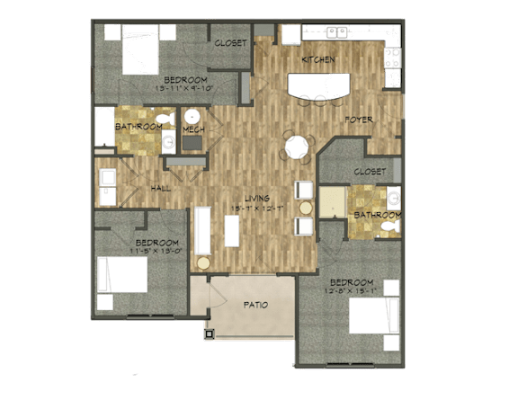 3 Bed 2 Bath Apartment at The Residences at Akita Lane, Ohio