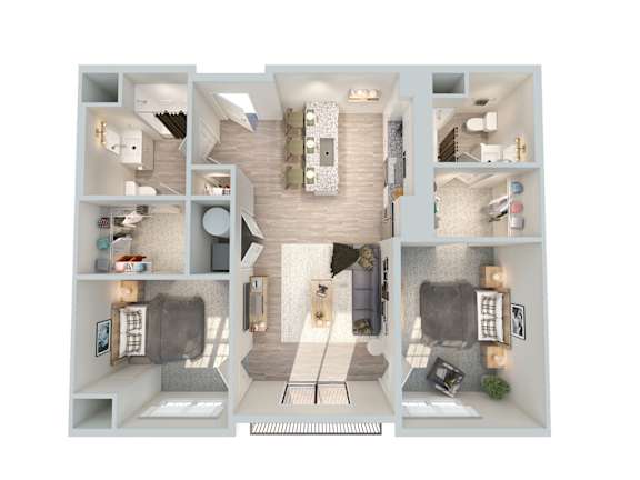 Floor Plan  3 bed 2 bath at Park Lamont Townhomes Apartments, Cleveland, OH, 44106
