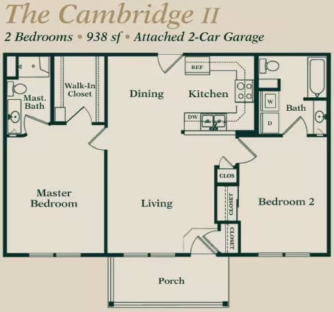 Cambridge 2 Floorplan at Abbie Cove, Canal Winchester