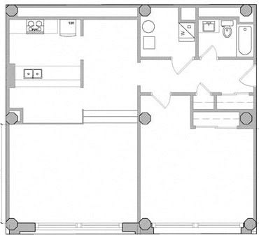 F1-1000_201,301,401,501,601 Floor Plan at East 4th Street, Ohio, 44115