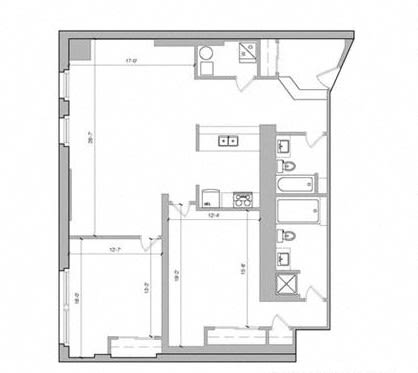 F2-1440_405 Floor Plan F2-1440_405 Floor Plan at East 4th Street, Cleveland, Ohio