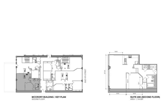 a floor plan of a house with two different elevations
