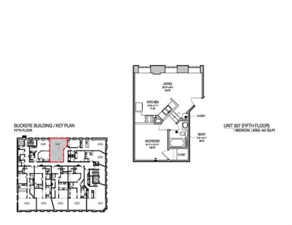 a floor plan of a house with two bedrooms and two bathrooms