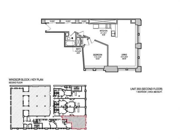a floor plan of a house with a red line in the middle of it