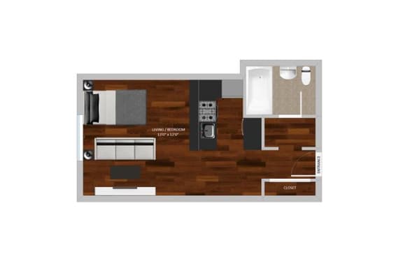 Floor Plan  Independence studio new Floor Plan at Heritage Apartments, Columbus, Ohio