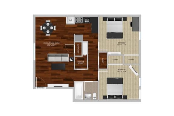 Floor Plan  North Star Two Bedroom at Heritage Apartments, Columbus, Ohio