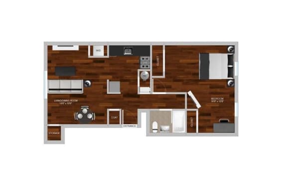 Floor Plan  Vice Presidential One Bedroom at Heritage Apartments, Ohio, 43212