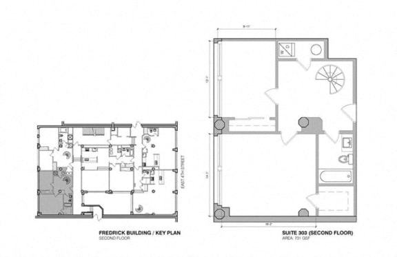 a floor plan of a house with two rooms