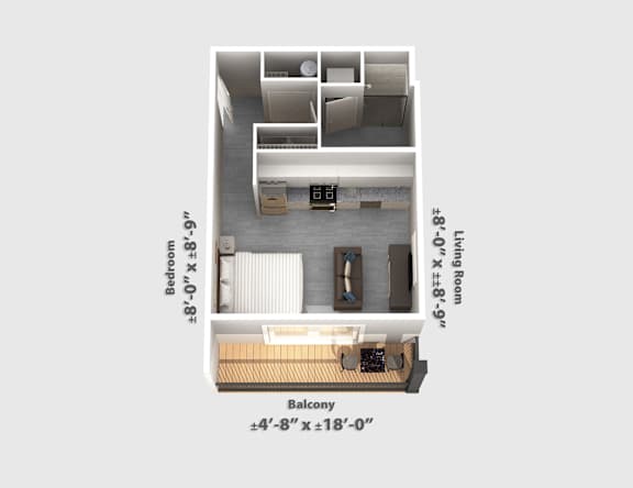 Floor Plan  1 bed 1 bath A at The Bend, Lancaster, OH