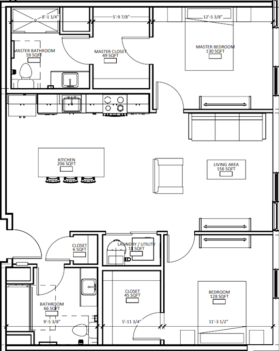 2 Bed 2 Bath N