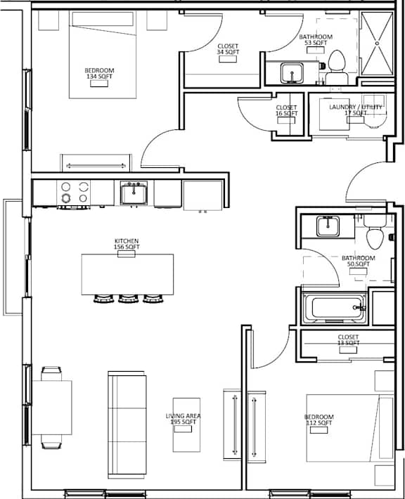 2 Bed 2 Bath F
