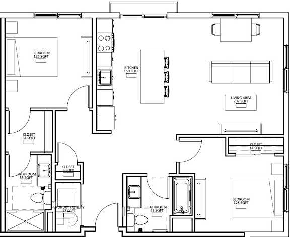 2 Bed 2 Bath M