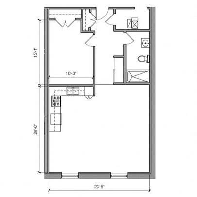 1 Bed 1 Bath 11-S Floor Plan at East 4th Street, Cleveland, 44115